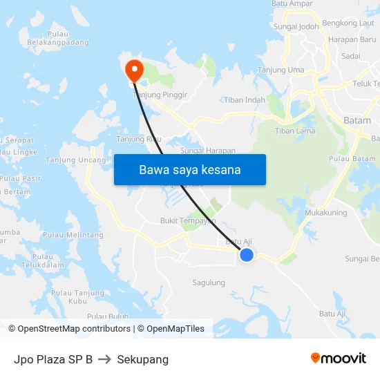 Jpo Plaza SP B to Sekupang map