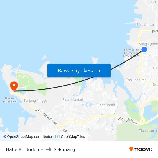 Halte Bri Jodoh B to Sekupang map