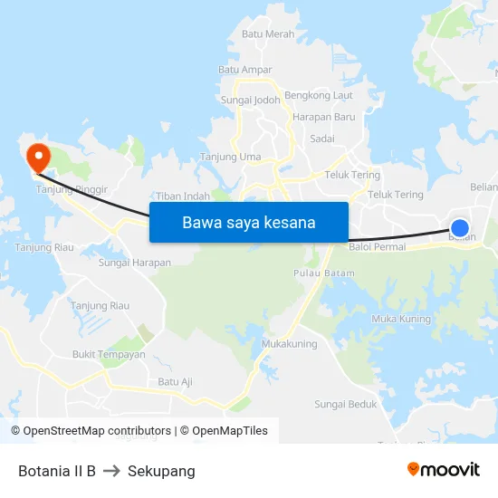 Botania II B to Sekupang map