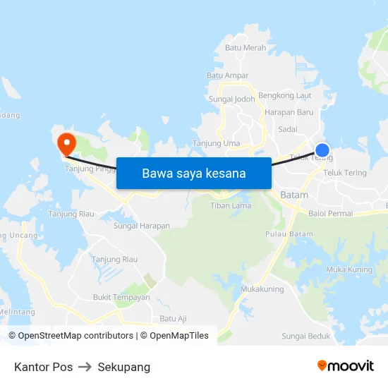 Kantor Pos to Sekupang map