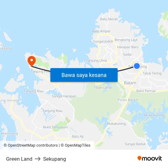 Green Land to Sekupang map