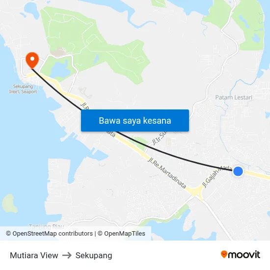 Mutiara View to Sekupang map