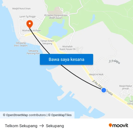 Telkom Sekupang to Sekupang map