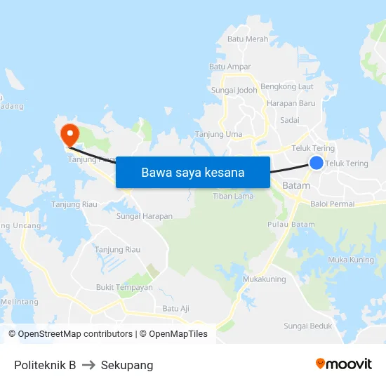 Politeknik B to Sekupang map