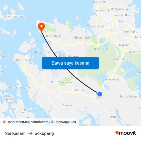 Sei Kasam to Sekupang map