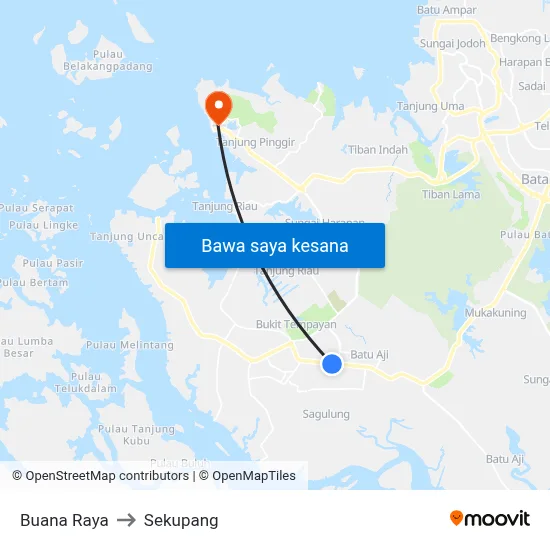 Buana Raya to Sekupang map