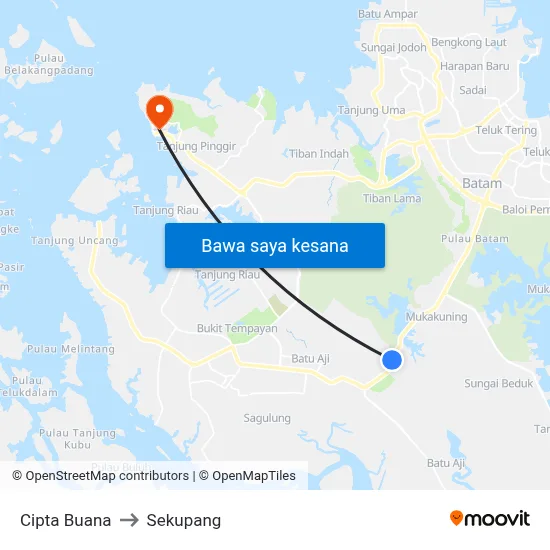 Cipta Buana to Sekupang map