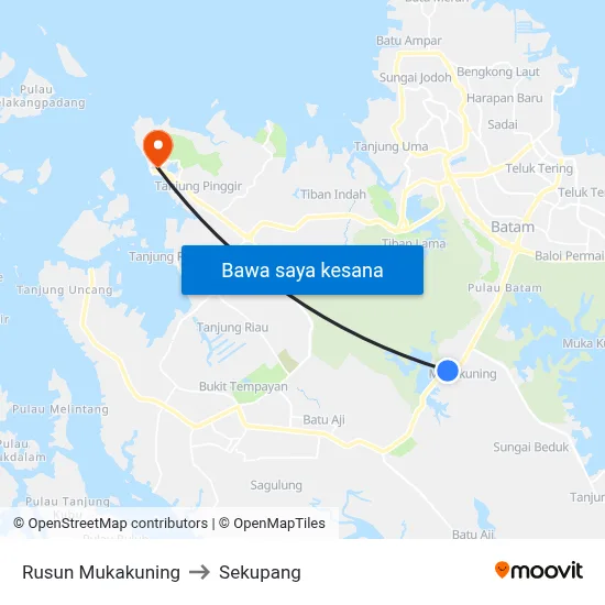 Rusun Mukakuning to Sekupang map