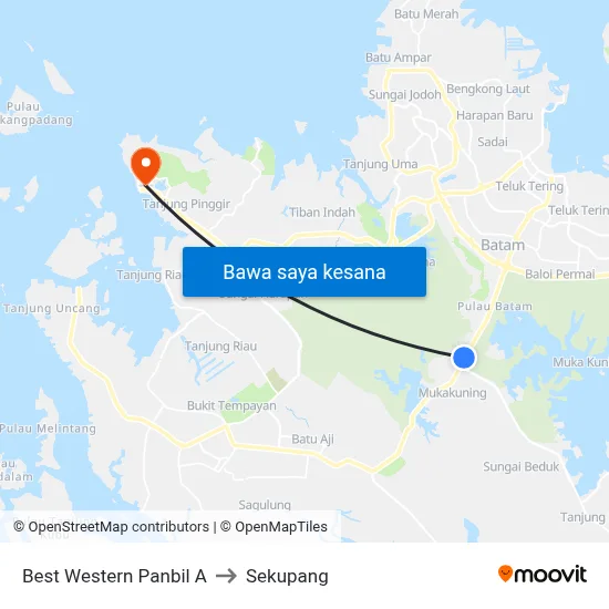 Best Western Panbil A to Sekupang map