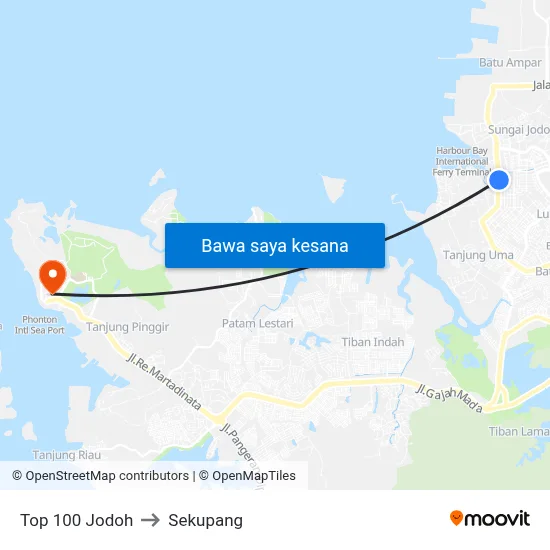 Top 100 Jodoh to Sekupang map