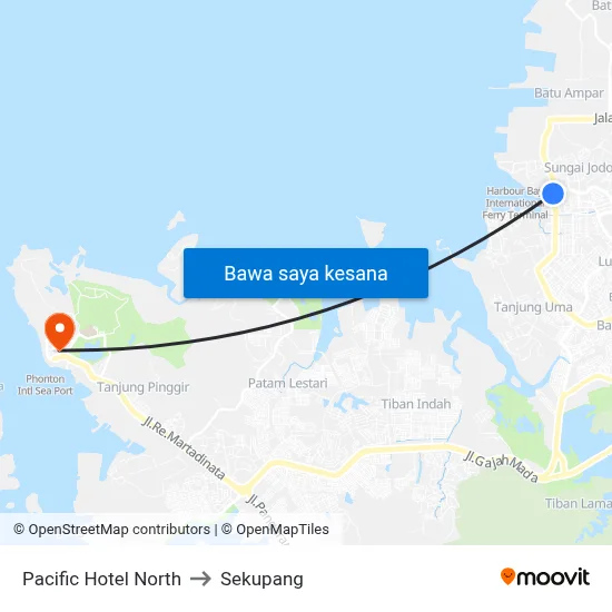 Pacific Hotel North to Sekupang map