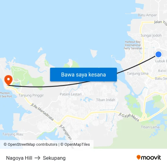 Nagoya Hill to Sekupang map