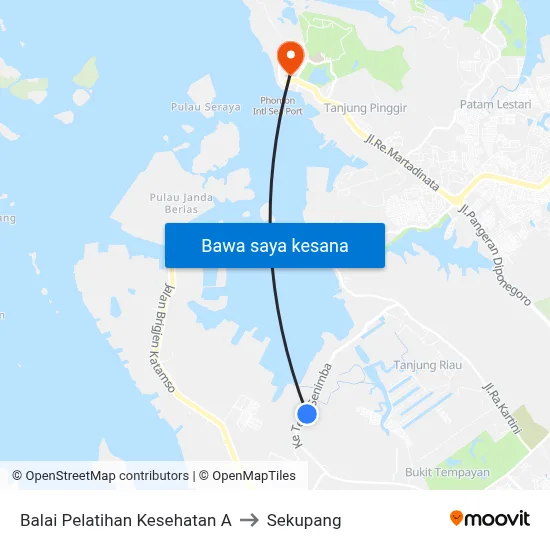 Balai Pelatihan Kesehatan A to Sekupang map