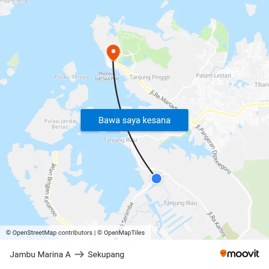 Jambu Marina A to Sekupang map