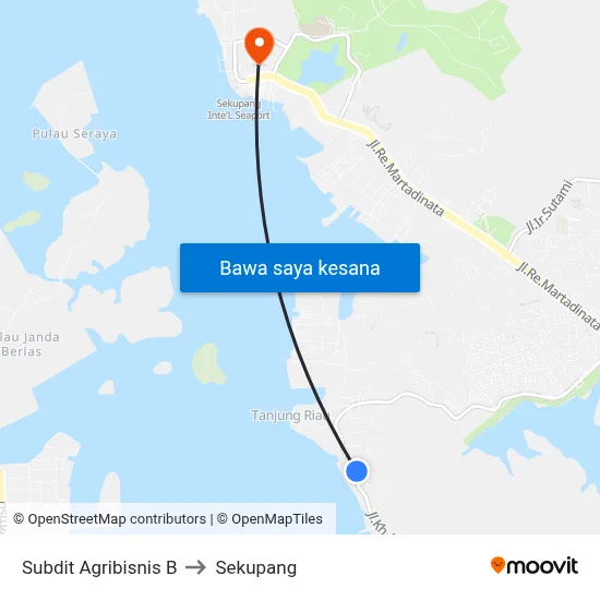 Subdit Agribisnis B to Sekupang map