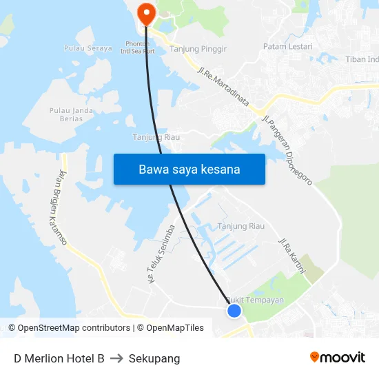 D Merlion Hotel B to Sekupang map