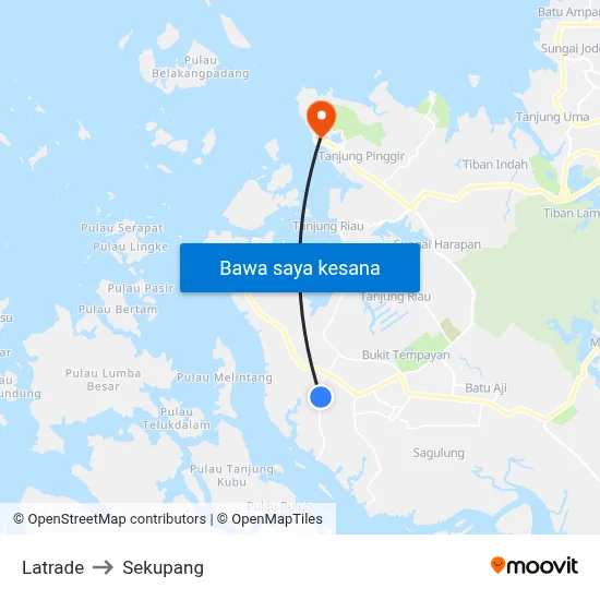 Latrade to Sekupang map