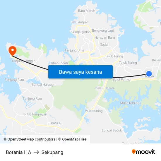 Botania II A to Sekupang map