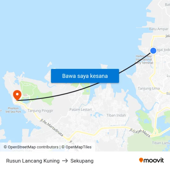 Rusun Lancang Kuning to Sekupang map