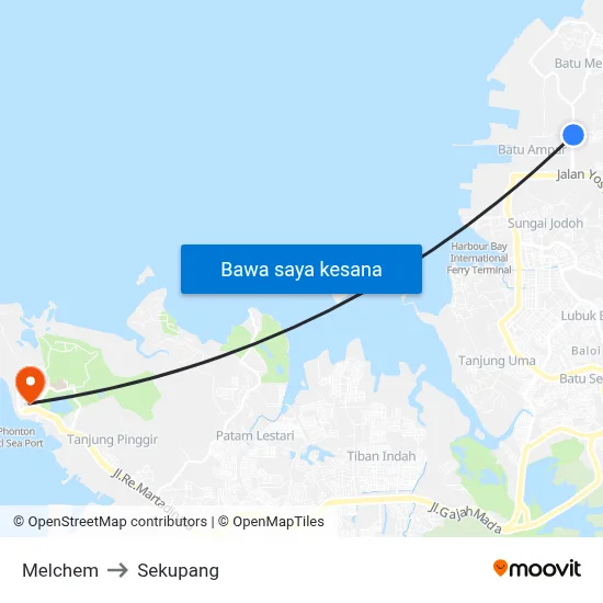 Melchem to Sekupang map