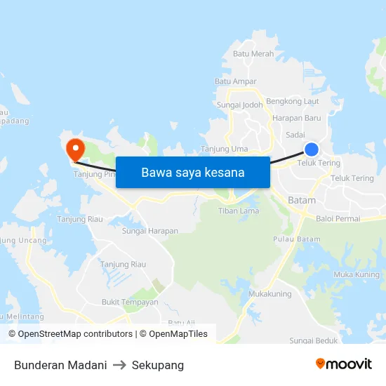 Bunderan Madani to Sekupang map