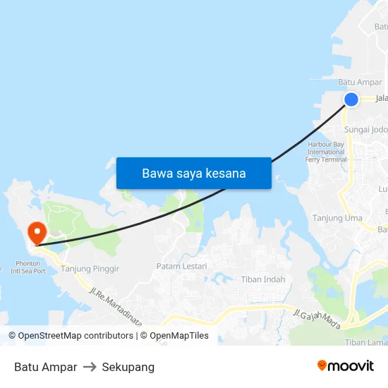 Batu Ampar to Sekupang map