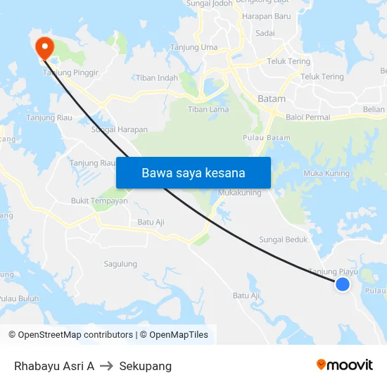 Rhabayu Asri A to Sekupang map