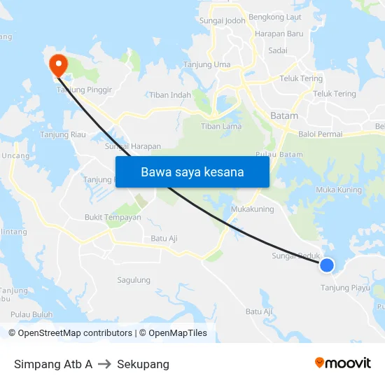 Simpang Atb A to Sekupang map