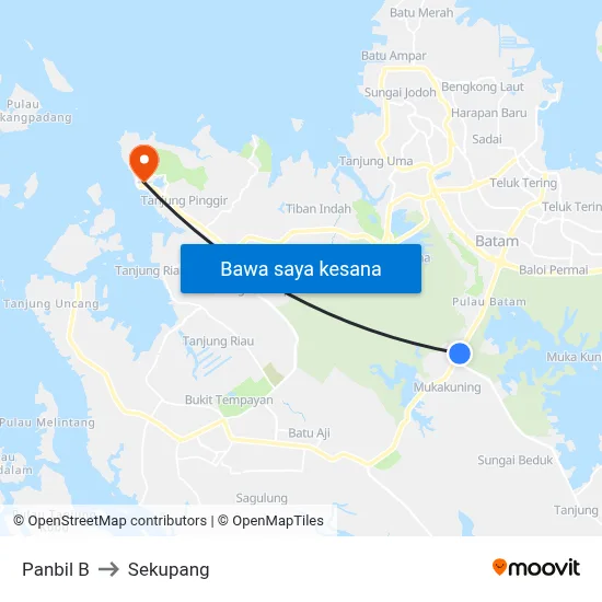 Panbil B to Sekupang map