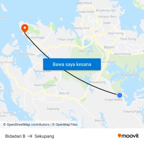 Bidadari B to Sekupang map