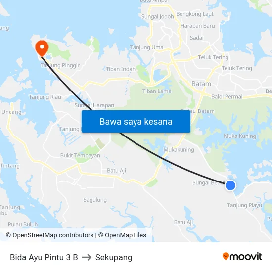 Bida Ayu Pintu 3 B to Sekupang map