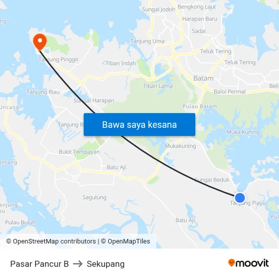 Pasar Pancur B to Sekupang map