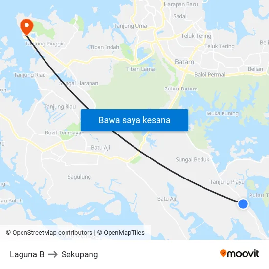 Laguna B to Sekupang map