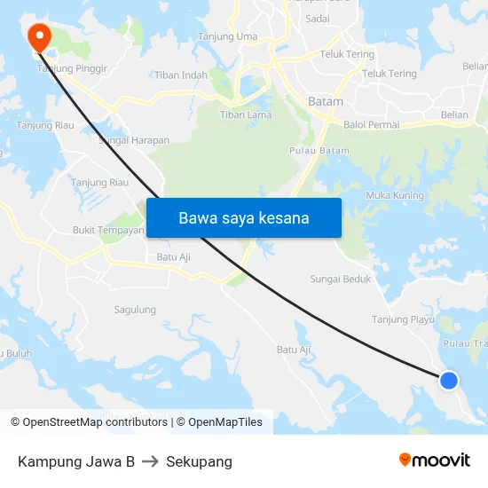 Kampung Jawa B to Sekupang map