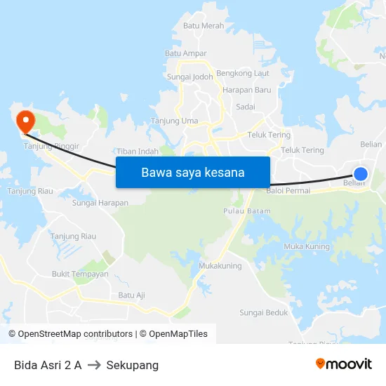 Bida Asri 2 A to Sekupang map