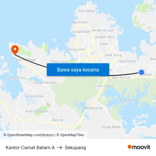 Kantor Camat Batam A to Sekupang map