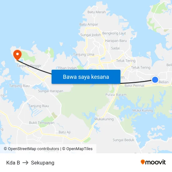 Kda B to Sekupang map