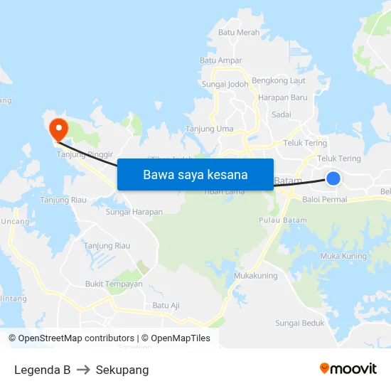 Legenda B to Sekupang map