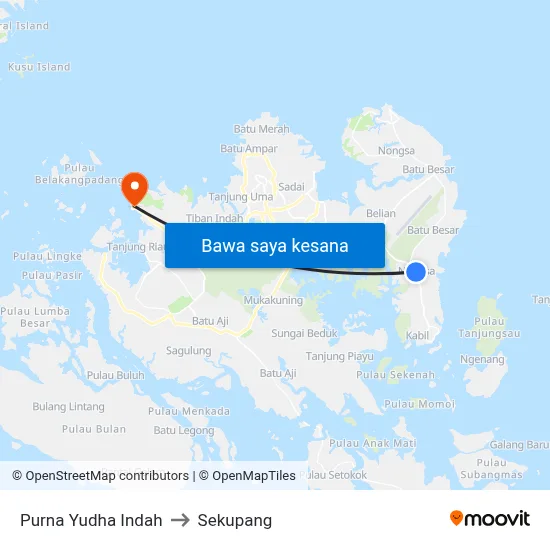Purna Yudha Indah to Sekupang map