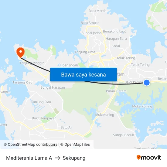 Mediterania Lama A to Sekupang map