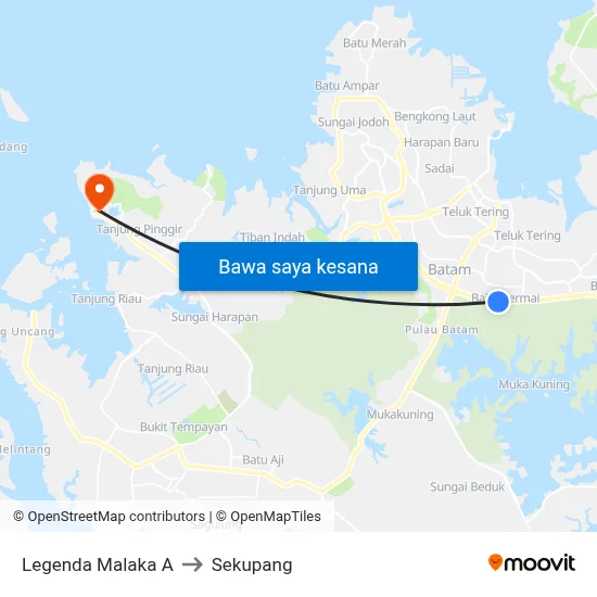 Legenda Malaka A to Sekupang map