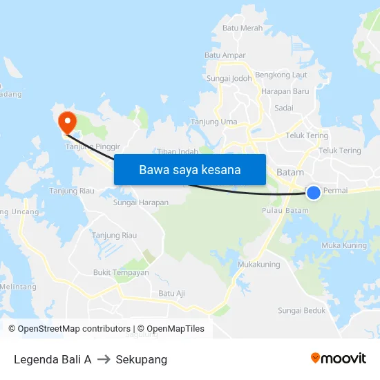 Legenda Bali A to Sekupang map