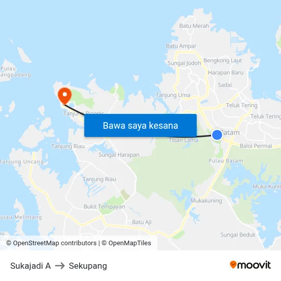 Sukajadi A to Sekupang map