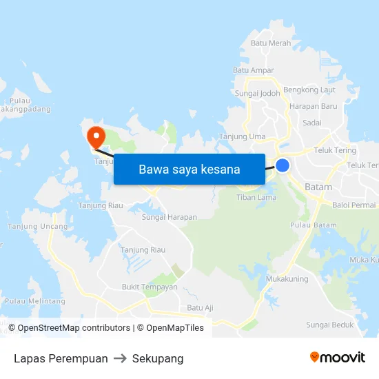 Lapas Perempuan to Sekupang map