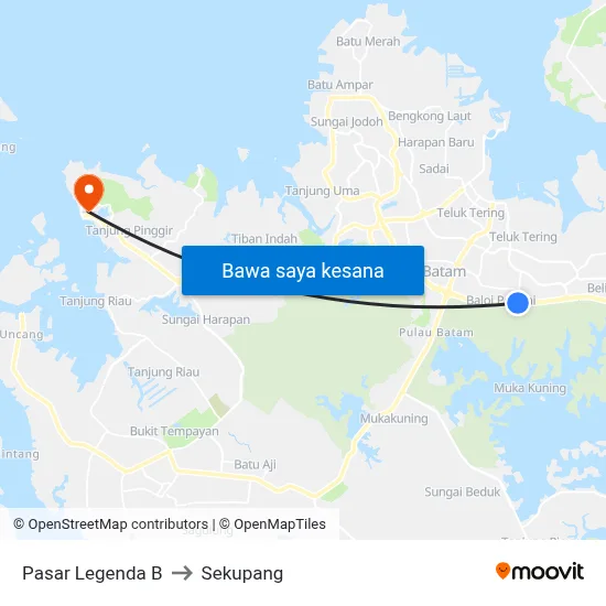 Pasar Legenda B to Sekupang map