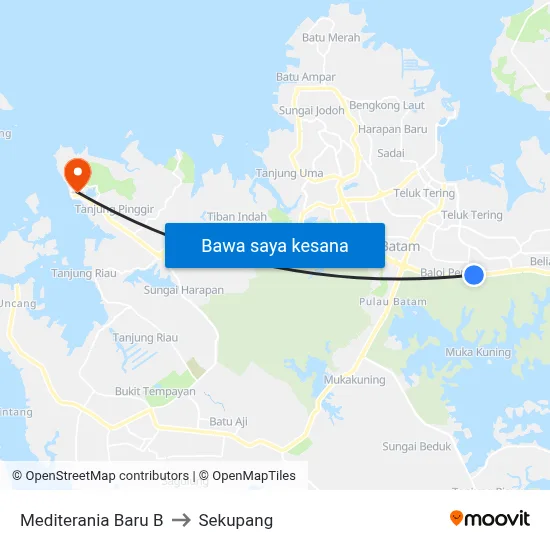 Mediterania Baru B to Sekupang map
