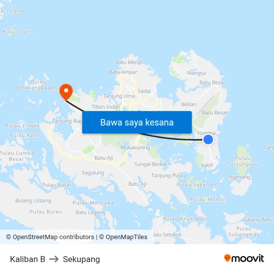 Kaliban B to Sekupang map
