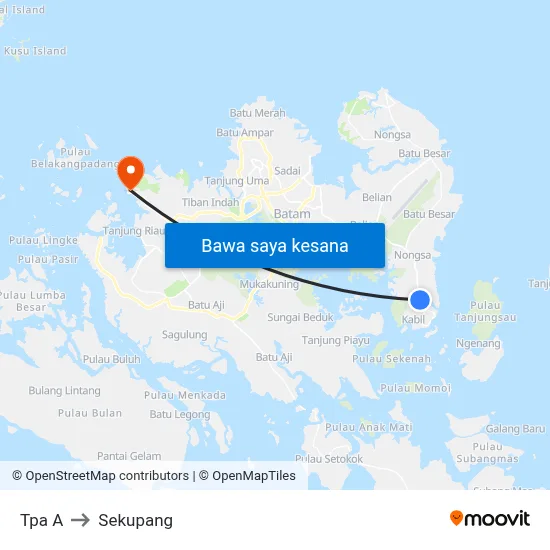 Tpa A to Sekupang map