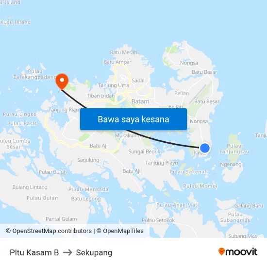 Pltu Kasam B to Sekupang map