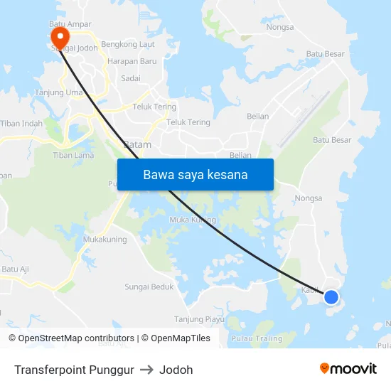 Transferpoint Punggur to Jodoh map